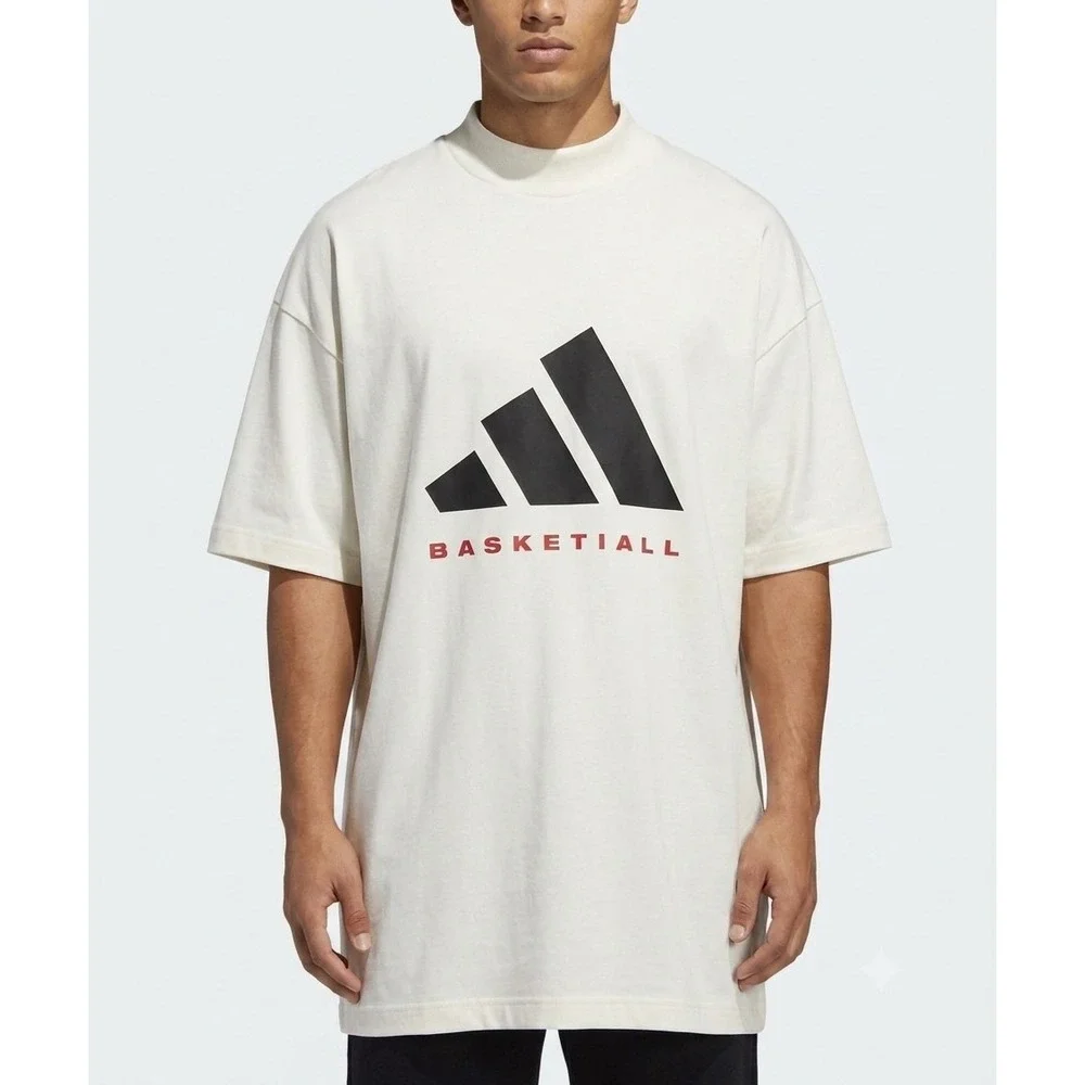 Adidas Basketball One Cotton Jersey‎ T-Shirt Cloud White XL Oversized Tee